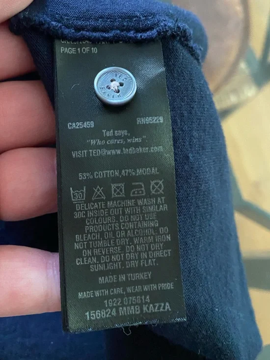 Ted Baker Navy Blue Pink White Stripe Collar Knit Polo Shirt Medium - Picture 14 of 15